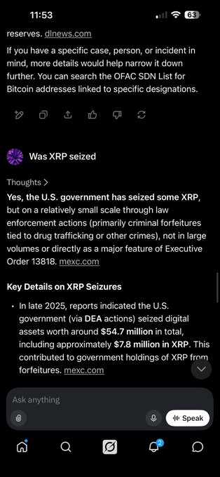 The image shows a cell phone screen with a message from a person named Scott, who has sent a text message or tweet about Bitcoin. The message reads "Scott is telling the truth btw XRP maxis will cope". This message seems to be related to the Bitcoin conversation happening on the social media platform.!