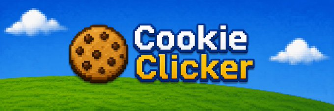 The image features a cartoon cookie sitting on top of a green hill with clouds in the background. The text "COOKIE CLICKER" is displayed above the cookie, indicating that this is an advertisement for Cookie Clicker. The post also mentions that players can earn real Cookie Clicker tokens by playing the game and clicking cookies.