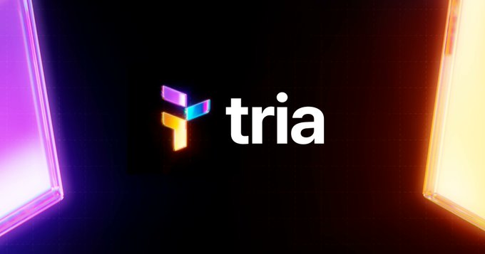 The image features a logo for a cryptocurrency called @useTria, which stands out against a black background with neon colors. The text "Good afternoon, fam." is written below the logo, indicating that the image was taken during the day. The post also mentions that @useTria focuses on making crypto genuinely useful in everyday life and highlights its features such as cross-chain trading, self-custody, and a Visa card that works in 150+ countries.