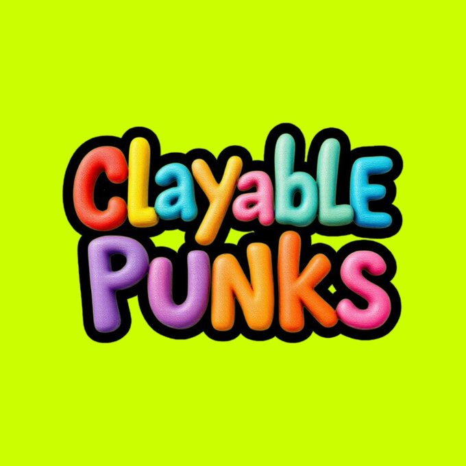 A colorful 3D bubble-letter logo reading 'CLAYABLE PUNKS' on a bright yellow-green background.