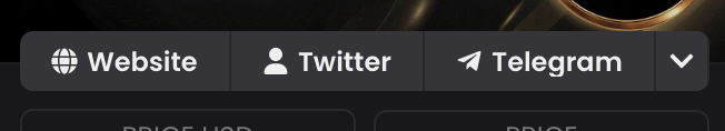 A screenshot of a cryptocurrency website's navigation bar displaying "Website," "Twitter," and "Telegram" buttons, likely from a coin listing page where the poster teases a breakout from 48 days of ranging. The image shows standard social links typical of a meme coin's info hub, setting up a "guess the coin" reveal in the accompanying post.