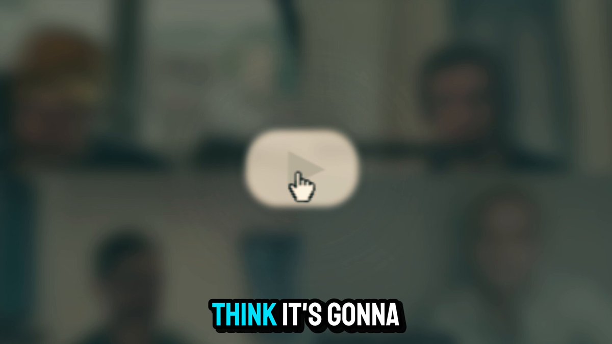 The image features a video screen with a white circle containing a hand pointing at the center, accompanied by the text "Think it's gonna" above it. The background of the image shows four people sitting behind a table or counter, which adds context to the scene. The caption below the image provides information about an AI-driven market and how privacy could become crucial in such environments.