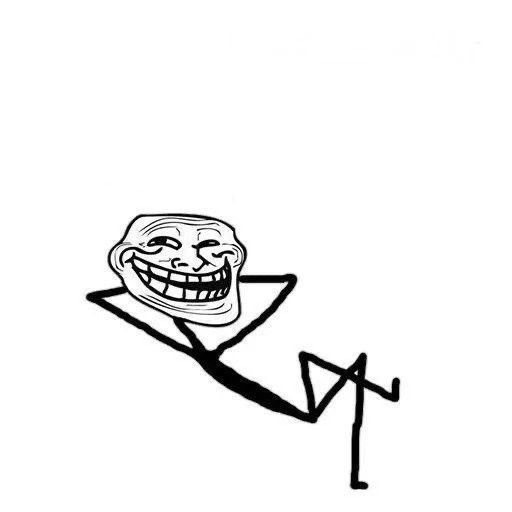 A simple line drawing of the "troll face" meme character lounging casually with its hands behind its head, capturing the smug, mocking expression that pairs perfectly with the post's taunting message: "Imagine their faces when $TROLL goes to billions."