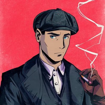 A stylized illustration of a stoic young man wearing a dark flat cap and suit, holding a lit cigarette with smoke curling upward against a vibrant red background. The confident, moody vibe of the artwork pairs well with the upbeat "GOOD MORNING EVERYONE!!! Green days await us" post, suggesting a bold, optimistic start to the trading day with positive momentum ahead.