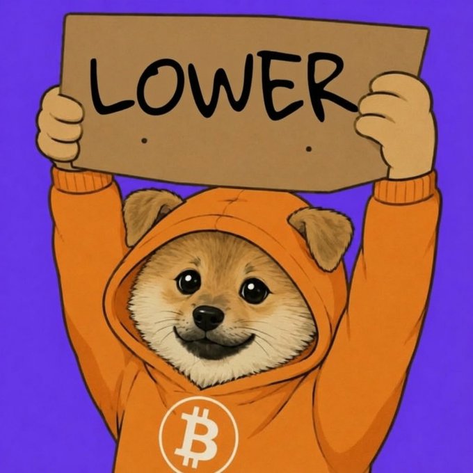 The image features a cartoon dog wearing an orange hoodie with the word "bitcoin" written on it, holding up a sign that says "lower." The text on the sign suggests that Bitcoin should be lowered or reduced in some way. This humorous and eye-catching illustration is meant to convey a message about lowering Bitcoin's value or importance.
