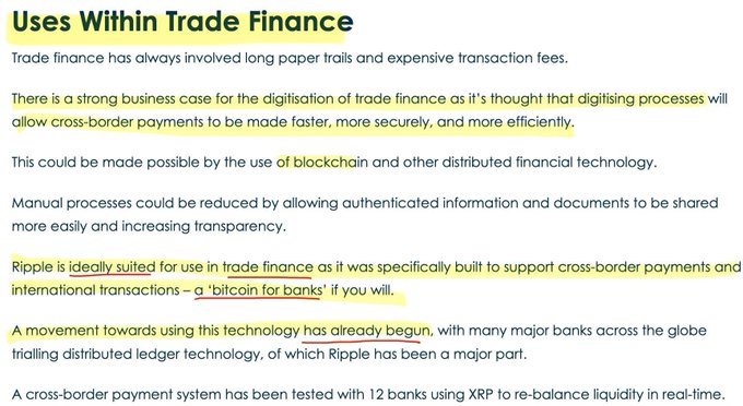 xtracted text, which appears to be a screenshot of a website page or image related to Bitcoin for banks, specifically XRP documentation.