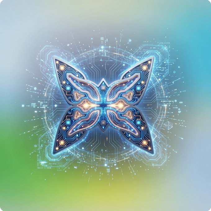 The image features a butterfly-like design with blue and silver colors, surrounded by a green background. The butterfly appears to be floating or hovering above the image, giving it an ethereal quality. The text "Building ahead of urgency QUIP is building major post quantum security protection upgrade without breaking anything or losing funds It isn't an if but a when question of quantum computing security threats But @quipnetwork turned that when question into now shotting out" is present in the image, which seems to be related to the butterfly design. The butterfly's position and the surrounding elements create a sense of movement and dynamism within the scene.
