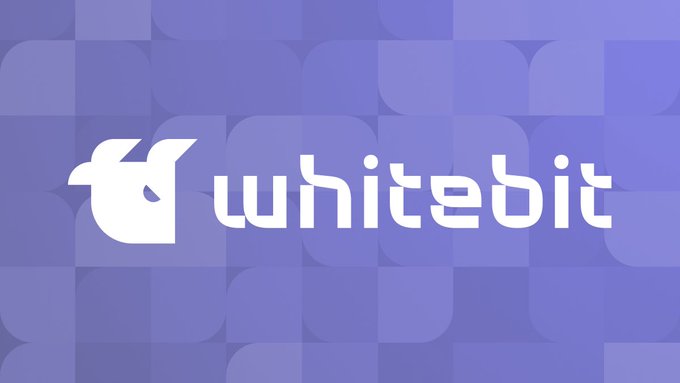 The image features a logo for WhiteBIT, an online marketplace that specializes in buying and selling digital assets such as Bitcoin. The logo consists of a white bird with its wings spread wide against a purple background. The text "WhiteBIT" is written below the bird's winged figure. The post also mentions that the company has received approval from Austria's Financial Market Authority, which allows them to expand their services across Europe and comply with regulations.
