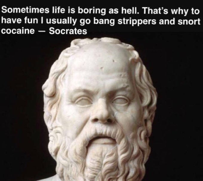 urn of ancient Greek statues, including a statue of Socrates, is displayed against a black background.