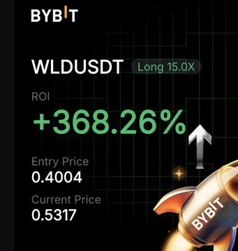 The image shows an advertisement for a cryptocurrency called Bybit, which features a rocket ship with the text "Bybit" written above it. The rocket ship has a price tag of $5,300.67, indicating that the cryptocurrency is currently priced at this amount.