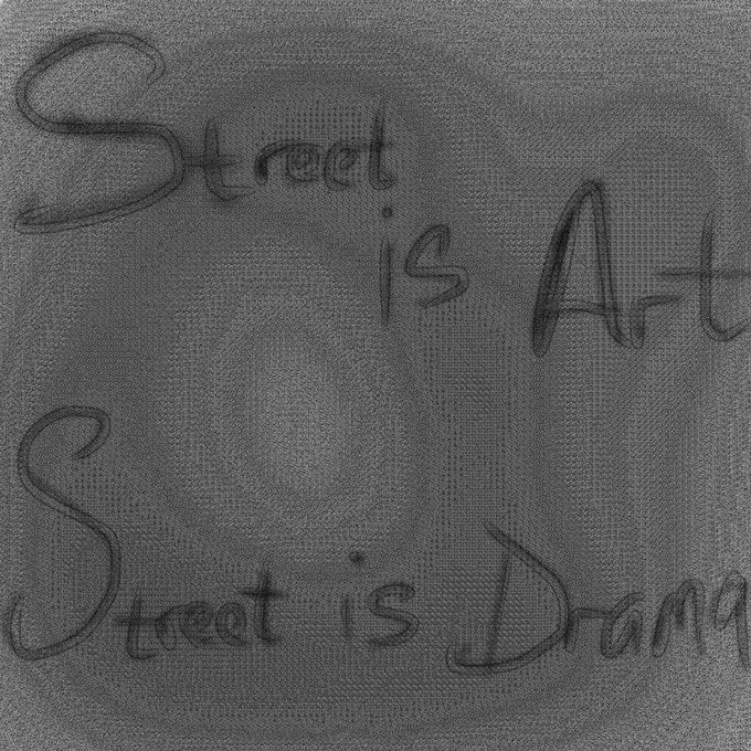 Handwritten text on gray textured paper reads 'Street is Art' and 'Street is Drama'.