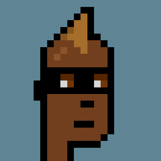 A pixel art character depicts a brown-skinned figure with a flame-shaped mohawk, white eyes, and a serious expression, set against a teal background.