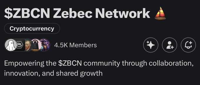 The image shows a post from the $ZBCN Zebec Network community that says "$ZBCN fam... From the bottom of my heart, thank you. Unfortunately, due to recent changes on X, today marks the final day of our $ZBCN Zebec Network community here. It hurts to say it, but this chapter is closing." The post has a dark background and features a white sailboat icon with a red flag at its center.