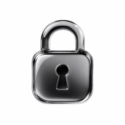 A simple silver/metallic padlock icon on a white background.