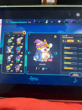 A screen displaying the Playable Pokémon Metamon game, showing a character selection menu with a 'Rabbie Sorcerer' character rated R, and various game stats including level 17 and 500+ points.