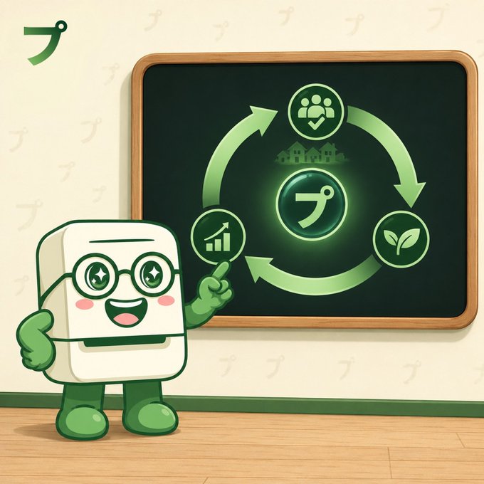 The image features a cartoon character, likely a robot or a stuffed animal, standing next to a blackboard with various symbols and icons related to cryptocurrency. The character appears to be pointing at one of these symbols, possibly indicating its significance. The text in the image reads "Meme coins used to just sit in wallets waiting for the next pump Now they can become productive assets @purintaxyz is building a memecoin collateral market where users can deposit meme assets and borrow USDC against them Unlocking liquidity without selling exposure powered by memecorns". This suggests that the character might be promoting or explaining the concept of meme coins, which are digital tokens used to invest in cryptocurrency projects.