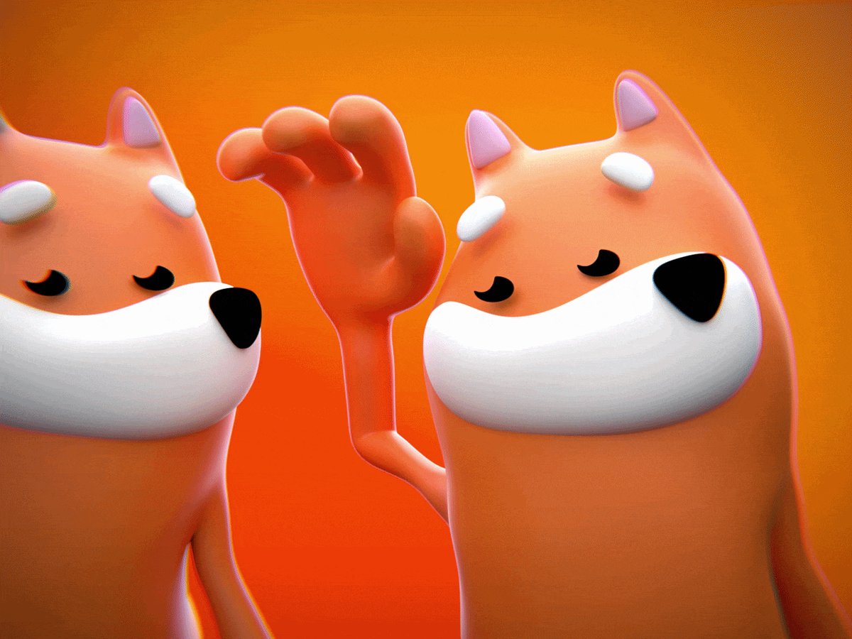 The image features two cartoon dogs, one orange and one white, standing next to each other with their arms raised in a friendly wave gesture. The background of the image is an orange color that complements the dogs' fur colors. The caption below the image reads "The plan is simple. 1. Build BONK on Solana 2. Tell people about it Repeat forever".