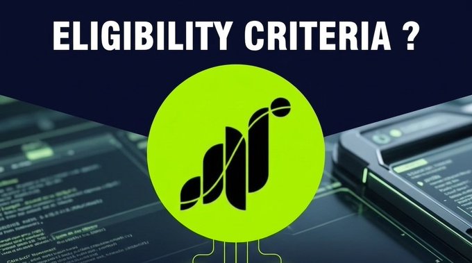 The image shows a round sign with a black logo of a bird and green circles against a purple background. The text that appears above the image says "Eligibility Criteria?", indicating that there might be an explanation or explanation needed for this concept.