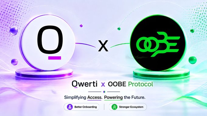 The image features a white circle with black text that says "OoEo" and another white circle with green text that says "QwertiAI". The two circles are positioned next to each other, creating an interesting visual contrast between the two designs. The background of the image is a light purple color, which complements the white circles nicely. The caption below the image reads: "OoEo - Qwerti AI", indicating that the image is related to a discussion about OoEo and Qwerti AI.
