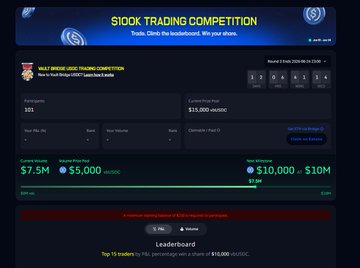 The image shows a screenshot of an online trading competition called "Söok Trading Competition". The text indicates that this competition is based on the tradable asset class, "Tradings", and has a total prize pool of $1,500,000. A leaderboard displays the top two traders in terms of shares, with one being the first and another having more than half of the shares. Participants can also track their position within the competition and monitor real-time information to make informed decisions during trading.