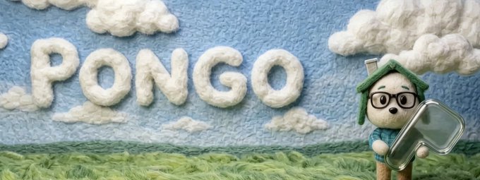 A 3D-rendered thumbnail displays the word 'PONGO' in cloud-like letters, alongside a small character with glasses and a house-shaped hat holding a phone case.