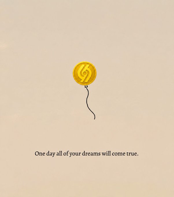A gold balloon with the Show Lo logo floats against a peach sky, with the text 'One day all of your dreams will come true.' displayed below.