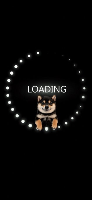 A cute Shiba Inu dog peeks out from behind a "LOADING" text surrounded by glowing dots in a loading animation, visually echoing the post's message about $MANYU "just getting started" as the project continues to gain momentum.