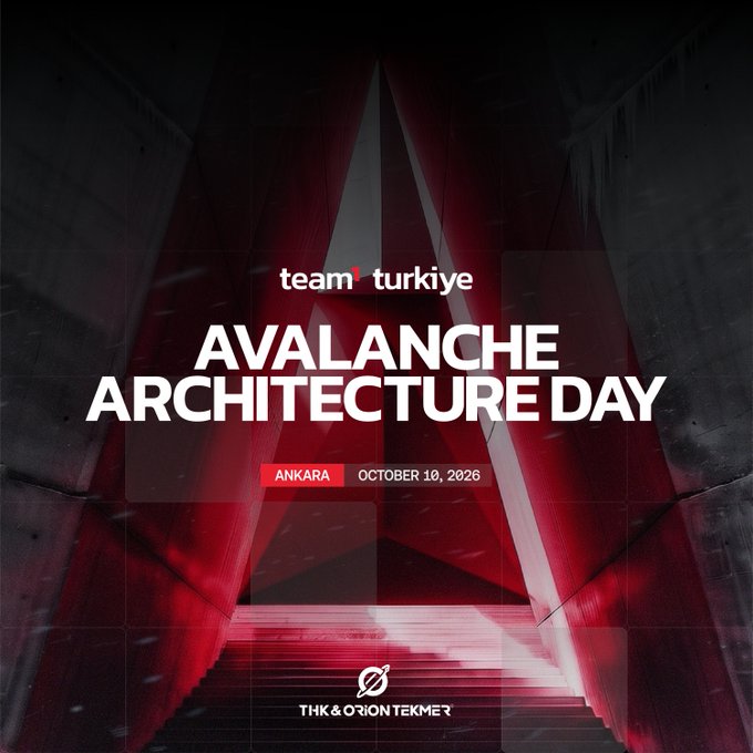 A promotional poster for 'team turkiye' announcing an 'AVALANCHE ARCHITECTURE DAY' event, scheduled for 'ANKARA OCTOBER 10, 2026' and presented by 'THK & ORION TEKMER'.