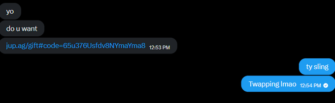 The image shows two text messages displayed side by side, with one message being larger than the other. Both messages are written in black text against a gray background. The larger message reads "Do u want", while the smaller message says "By slinging". The overall color scheme of the image is predominantly black and white.