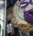 A small low-resolution image shows a storefront with purple graffiti on the wall.