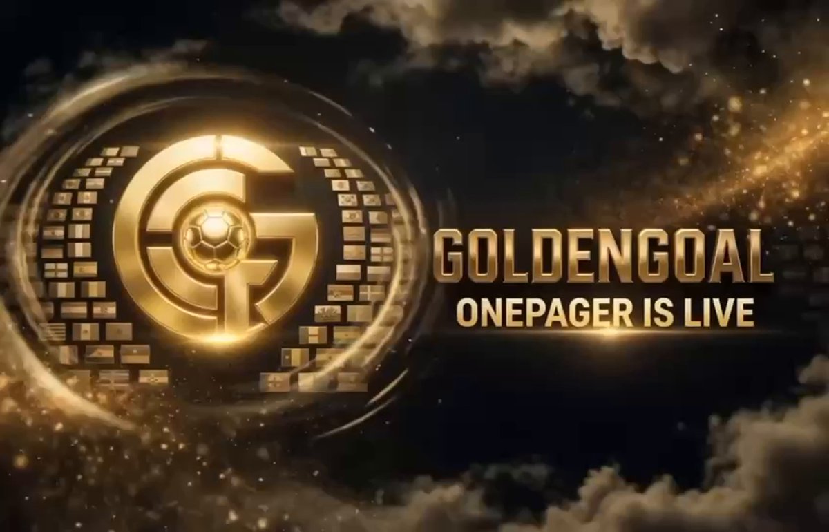 The image features a large, gold logo with the words "Goldengoal" written above it. The background of the image shows a cloudy sky, which complements the golden color of the logo. Below the logo, there's text that reads "Onepager is live". This suggests that the image might be related to an event or promotion involving the use of the Onepager device for sharing content on social media platforms. The post also mentions that it was posted in the past and is still relevant today, which implies that the goldengoal logo has been around for a while and continues to hold significance in the present day.