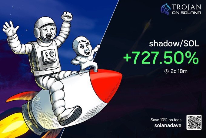 "Shadow/SOL" written above a picture of an astronaut riding a rocket ship with another person on top, both wearing spacesuits.