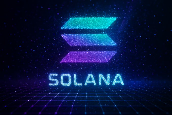 A glowing, glittery Solana (SOL) logo and wordmark float against a cosmic blue grid background, visually anchoring news of validator-backed proposals to dramatically increase SOL token burns and accelerate supply disinflation.