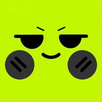 A digital illustration of a green alien face with sunglasses and a smiling mouth.