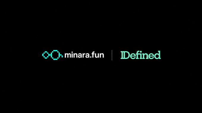 A black screen displaying the logo 'minara.fun' next to the word 'Defined' in white and teal text.