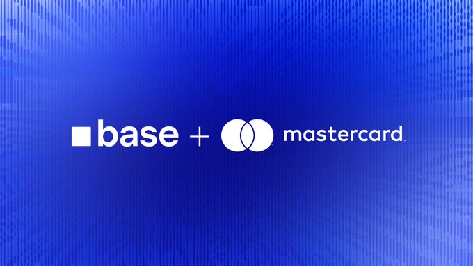 The image features a logo for Mastercard that includes two white circles with a blue border. The text "Mastercard" is written below the logo, indicating that the company supports Mastercard as one of its payment networks. Additionally, there are three lines of text in the image, which seem to be related to the post about Mastercard's stablecoin support and the potential benefits it offers for international remittances or business-to-business payments.