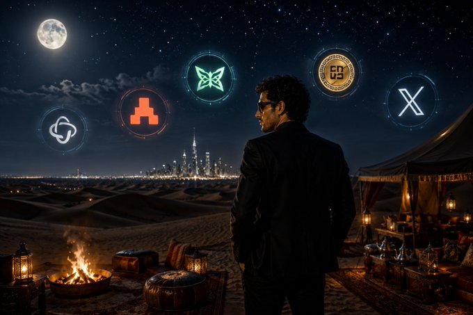 The image features a man standing outside, looking at a tent with five different logos displayed on it. The man appears to be wearing a suit and tie, suggesting that he might be attending an event or gathering related to these logos. The tents are arranged in a row, creating a visually appealing display for the viewers of the post.