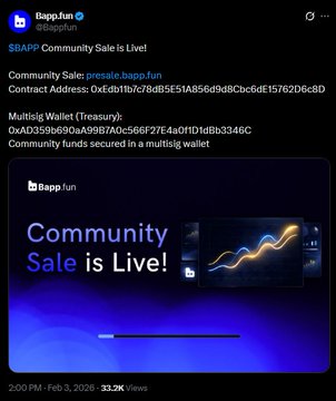 The image features a social media platform with an advertisement for Sapphire Coins. The advertisement includes a blue background, an animation of gold lines, text stating "Sapphire Coins Sale is Live", and the words "community sale" and "seller". Additionally, there are several mentions of Bitcoin and ERC-20 tokens on the image.