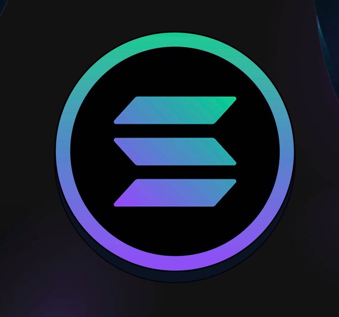 The image shows the Solana logo, a gradient-colored symbol featuring three horizontal lines forming an "S" shape within a circle, with colors transitioning from green and teal at the top to blue and purple at the bottom. It serves as a visual representation of the Solana blockchain in response to the request for a Solana address.