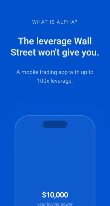 The image features a blue background with white text that reads "What is Alpha?". The text also includes an advertisement for a mobile trading app, which is designed to help users trade stocks more efficiently.