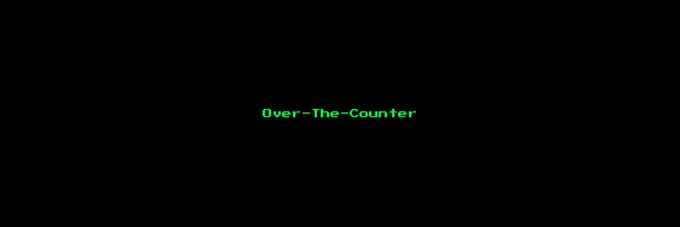 The image displays the text "Over-The-Counter" in bright green font on a black background, visually emphasizing the name of the OTC project referenced in the post. The minimalist design aligns with the introductory branding tone of the message, highlighting the project's identity before detailing its Solana-based model involving token burns, NFT desks, vaults, and tokenized stock distribution.
