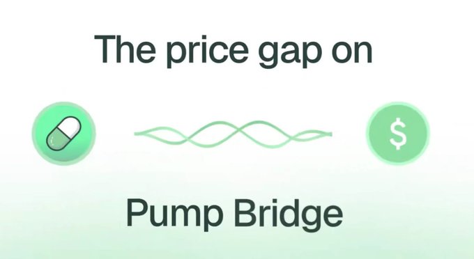 A simple title graphic reads “The price gap on” above a pill and dollar icon connected by a wavy line, with “Pump Bridge” below.
