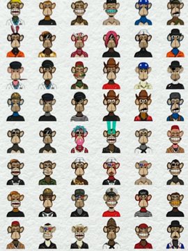 The image features a vibrant collage of 100 different cartoon characters from various backgrounds, all dressed in hats and masks with exaggerated facial expressions. The characters are arranged in a grid-like fashion across three rows against a stark white background. Each character stands out uniquely due to their distinct outfits, colors, and styles. In the corner of the image, there is text that reads "become a member, buy an ape 10000 apes". This suggests that the photo was part of an advertisement promoting these cartoon characters or possibly selling them as merchandise for fans who want to own one of these iconic collectibles.