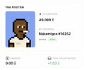 Fan poster profile displaying a pixel art avatar of a man with dark skin, a beard, and a white shirt against a blue background, with a token price of $0.00, market cap of 45,099.2, and token address 9obwbhjgopwFs4F252.