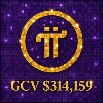The image features a purple background with gold squares, which appears to be a tile pattern or mosaic design. The text "GVC $3314,159" is written below this pattern of squares. This suggests that there might be an advertisement for a project called "PIONEERS! June 28 is Pi2Day GCV supporters, hit LIKE and start mining the new project INTERLINK Mining is mobile. No hardware. No stress. Millions of Pioneers are already stacking." The image seems to promote a project related to cryptocurrency or blockchain technology, possibly involving the use of tiles as part of its design.