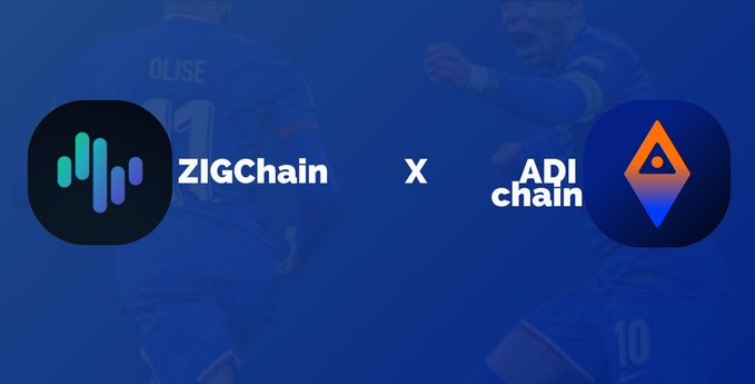 ZIGChain partners with ADIchain, visualized with football players in the background to represent a dynamic team effort.