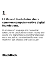A BlackRock article snippet titled '1. LLMs and blockchains share internet computer-native digital foundations.'