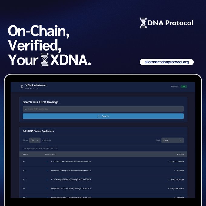 xtdna.org logo and website banner, accompanied by a search bar for XDNNA token information.