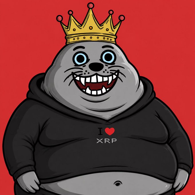 The image features a cartoon seal wearing a black hoodie with red text that reads "I ❤️ @SealXRP_CTO". The seal has a big smile, indicating a happy or content mood. The background of the image is red, which contrasts with the gray color of the seal's body and adds to the overall visual appeal of the scene.

The post includes text that reads "When you keep eating the dip but the dip just keeps on dipping @SealXRP_CTO". This phrase is related to the seal wearing a hoodie, as it could be interpreted as the seal being "dipped" in an activity or situation where they are consuming something. The use of the word "@" suggests that this post might have been created by someone who has a connection with SealXRP, possibly a customer or a fan of the company's content.