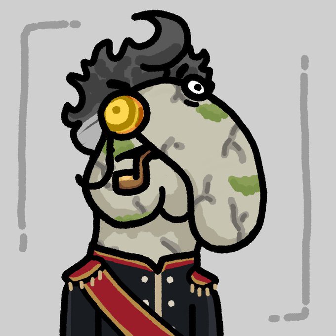 The image features a cartoon character dressed in a military uniform with red accents. The character has a large nose, wearing glasses, and appears to be looking at something off-camera while holding a pipe. The post also mentions that an item called "MansChads GIVEAWAY Supply" can be found for $2 chainlink wire and offers mint-condition mint green supply.